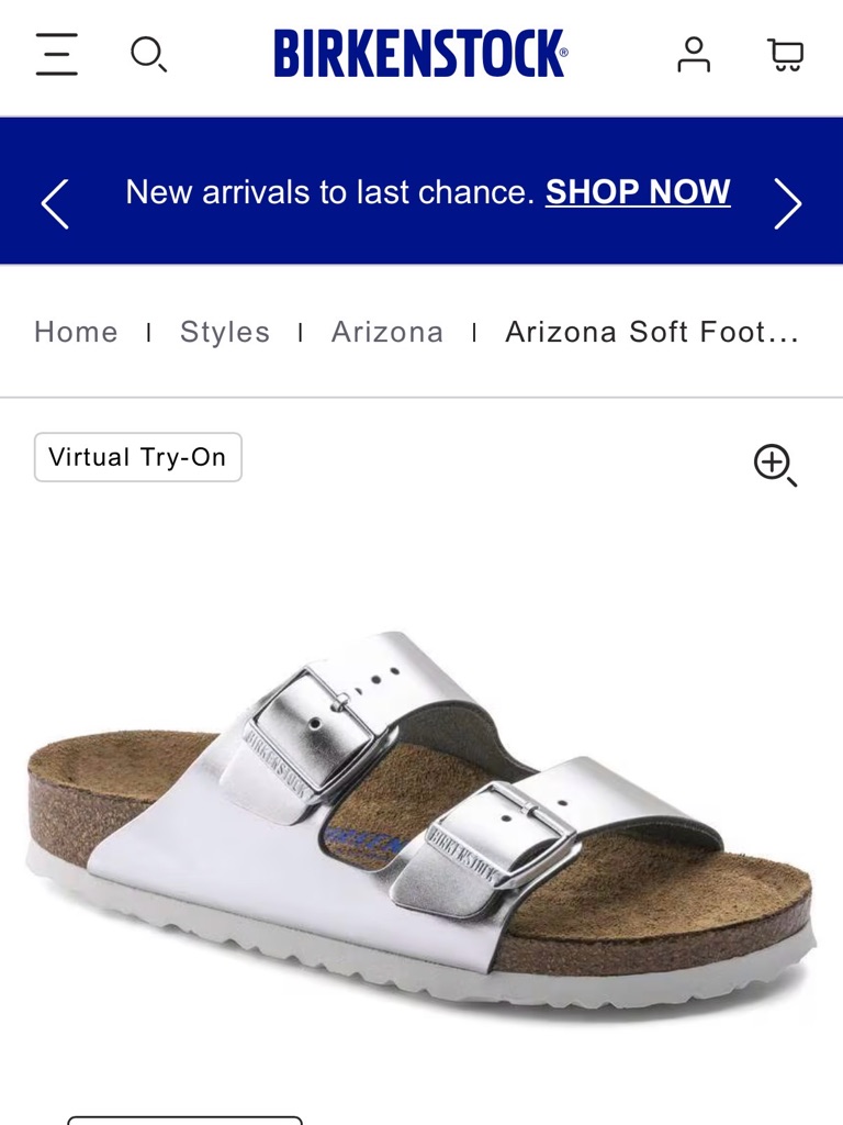 Birkenstock Two-Strap Metallic Silver Sandals